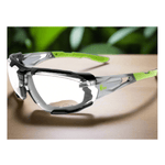 CXS Opsis Tieva Clear Safety Glasses in Black/Green - Euro Work Wear