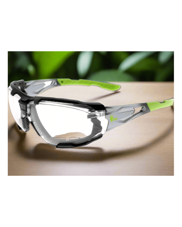 CXS Opsis Tieva Clear Safety Glasses in Black/Green - Euro Work Wear