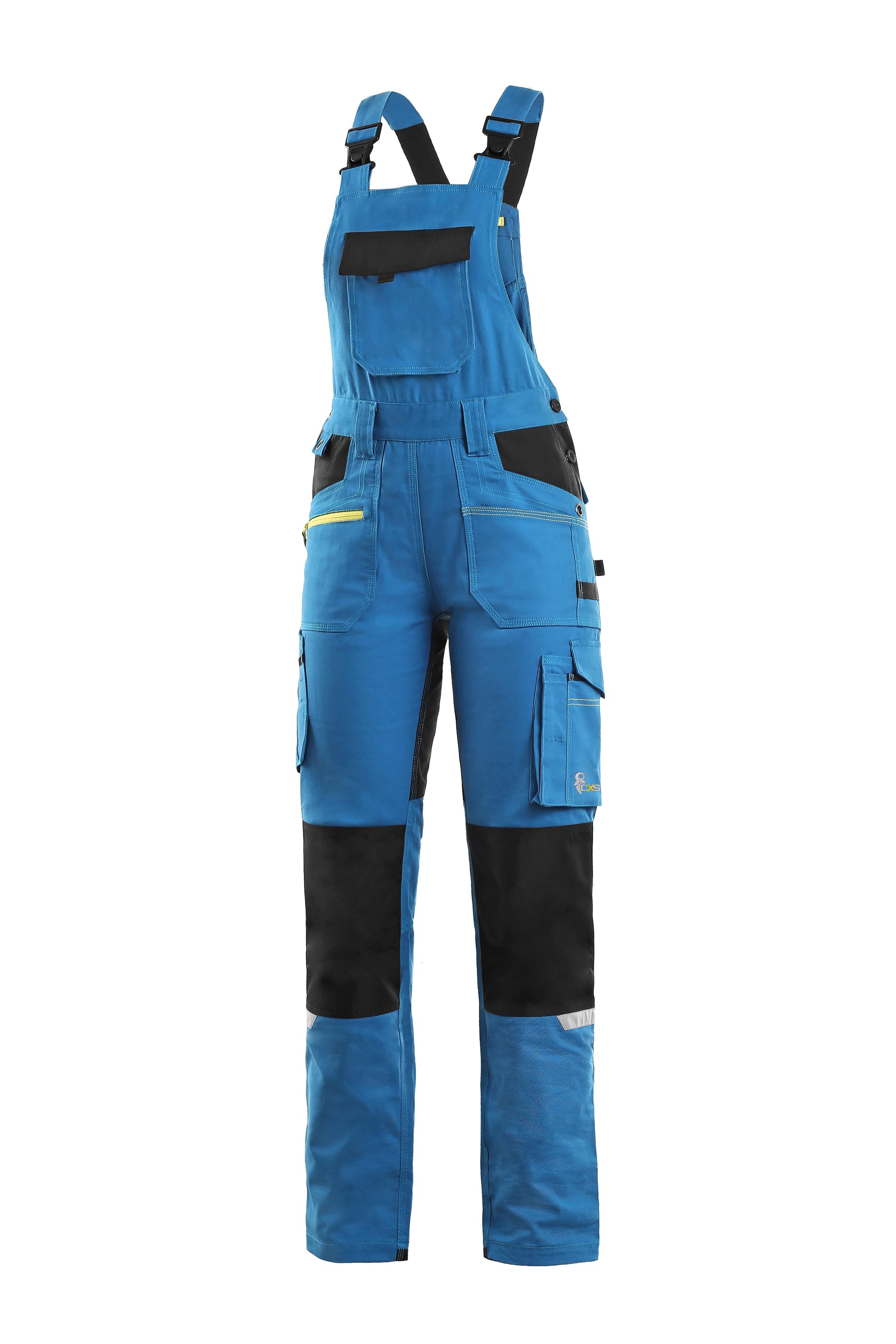 CXS Pants 10/32  USA (38 EUR) CXS STRETCH, BRIGHT BLUE-BLACK, WOMEN ́S WORKING PANTS WITH BIB