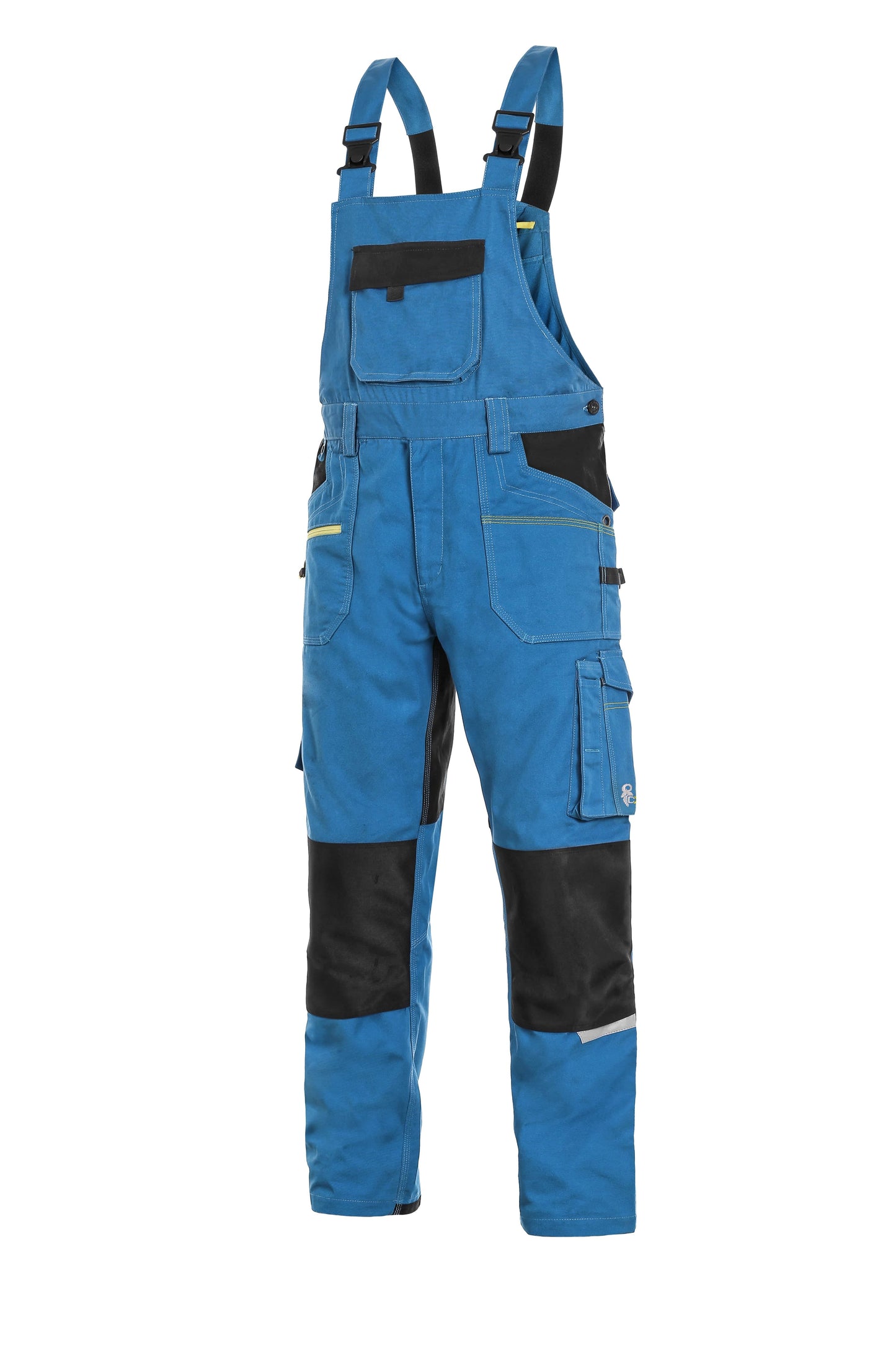 CXS Pants 30/32  USA (46 EUR) CXS STRETCH, BRIGHT BLUE-BLACK, MEN ́S WORK PANTS WITH BIB