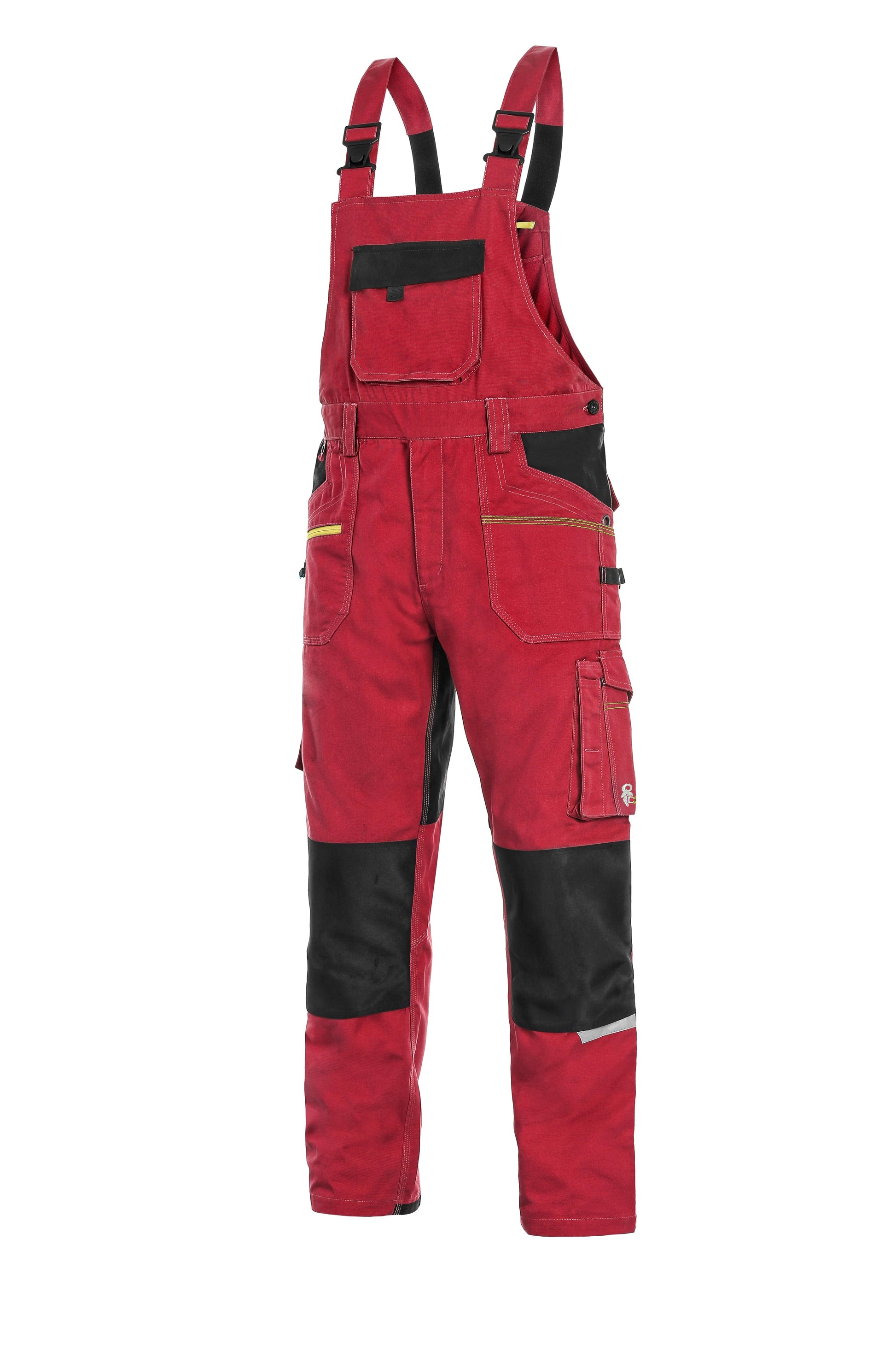 CXS Pants 30/32  USA (46 EUR) CXS STRETCH, RED-BLACK, MEN ́S WORK PANTS WITH BIB