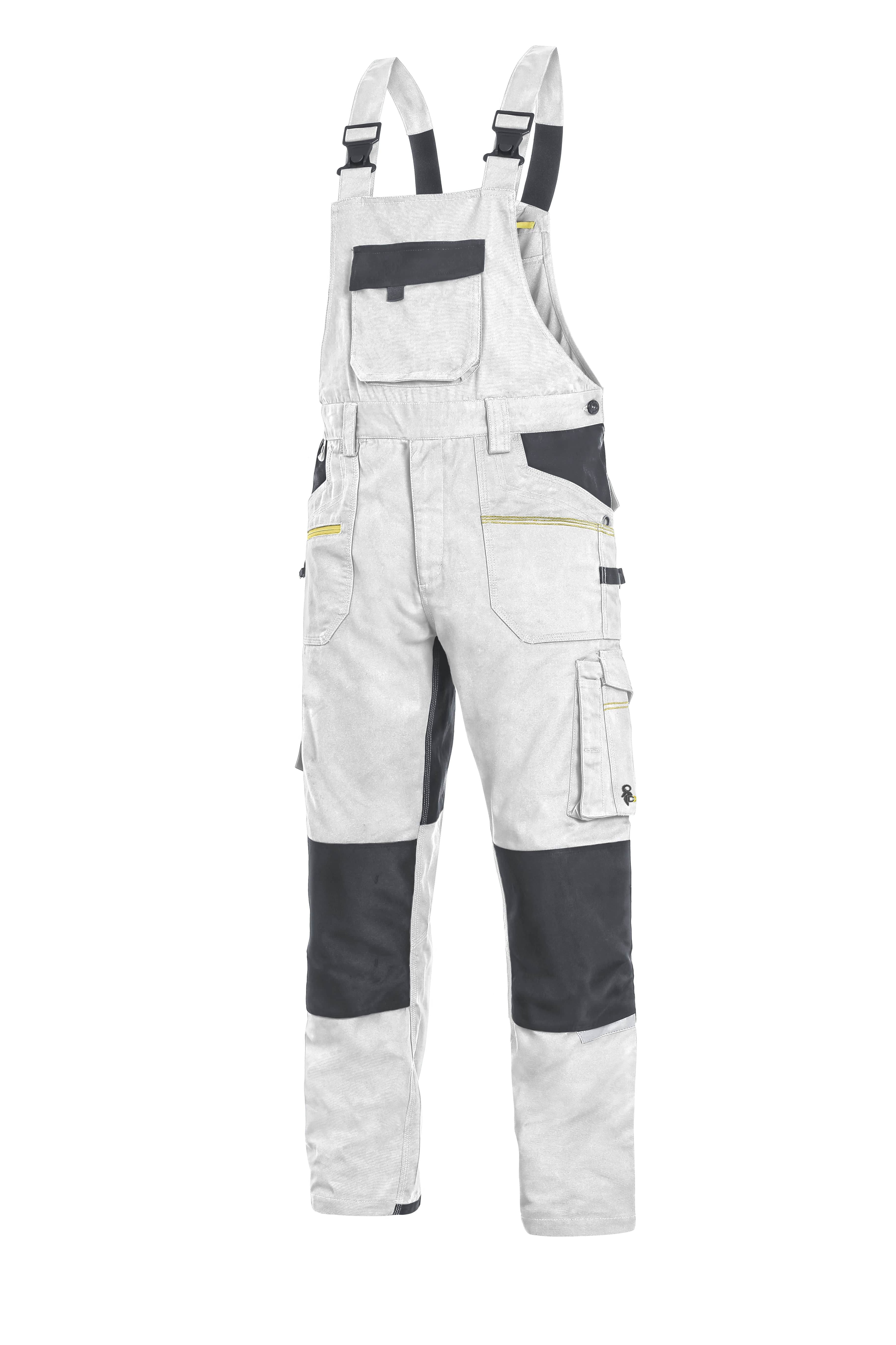 CXS Pants 30/32  USA (46 EUR) CXS STRETCH, WHITE-BLACK, MEN ́S WORK PANTS WITH BIB