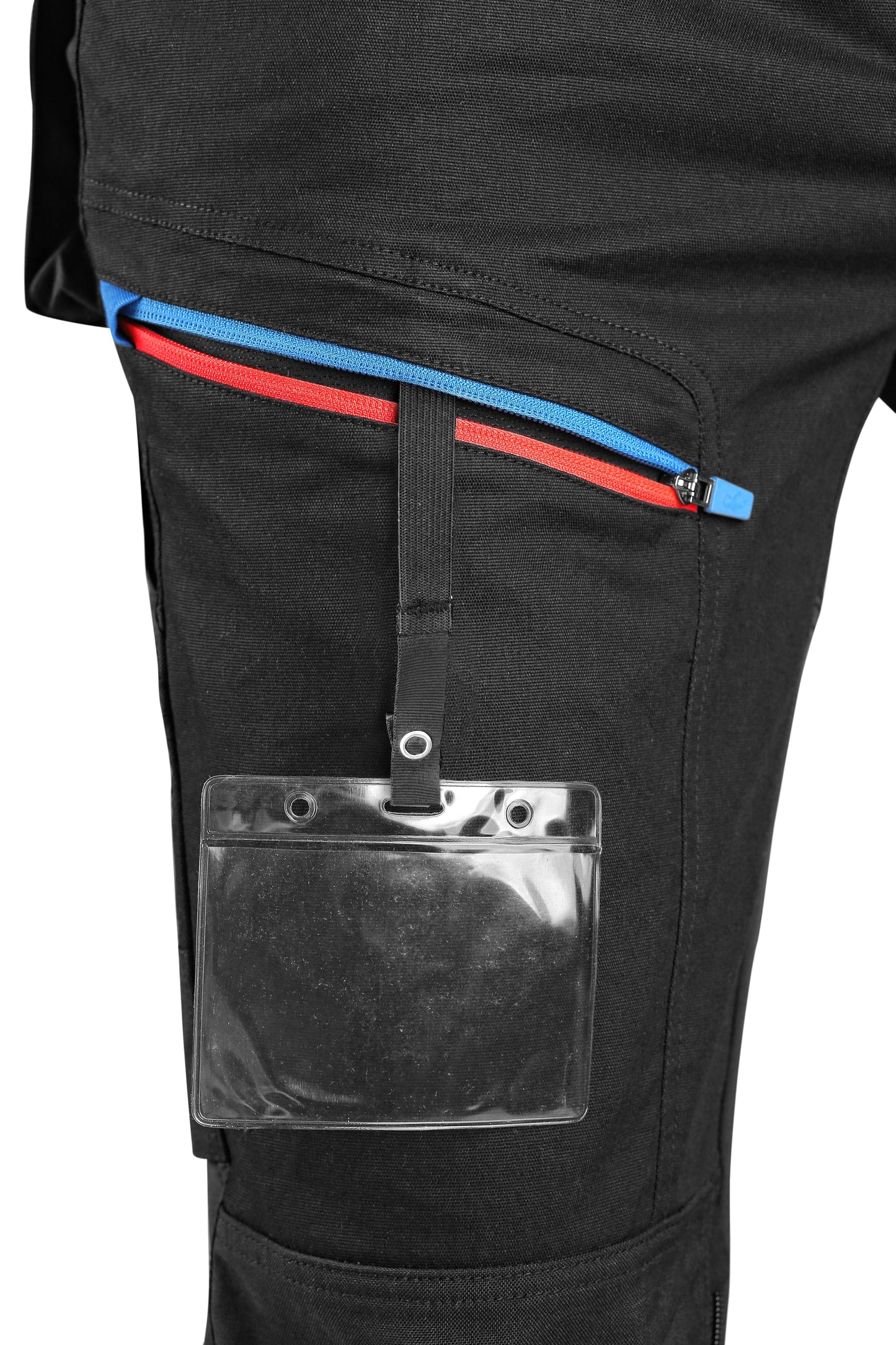 CXS Pants CXS LEONIS, MEN'S, WORK PANTS, BLACK WITH BLUE/RED ACCESSORIES