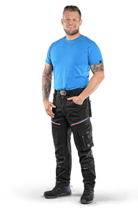 CXS Pants CXS LEONIS, MEN'S, WORK PANTS, BLACK WITH BLUE/RED ACCESSORIES