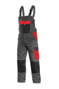 CXS Pants GREY/RED / 30/32  USA (46 EUR) Bibpants CXS PHOENIX CRONOS, men´s