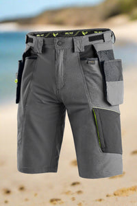 CXS Shorts 30 USA (46 EUR) Working shorts CXS NAOS men’s, grey-black, HV yellow accessories