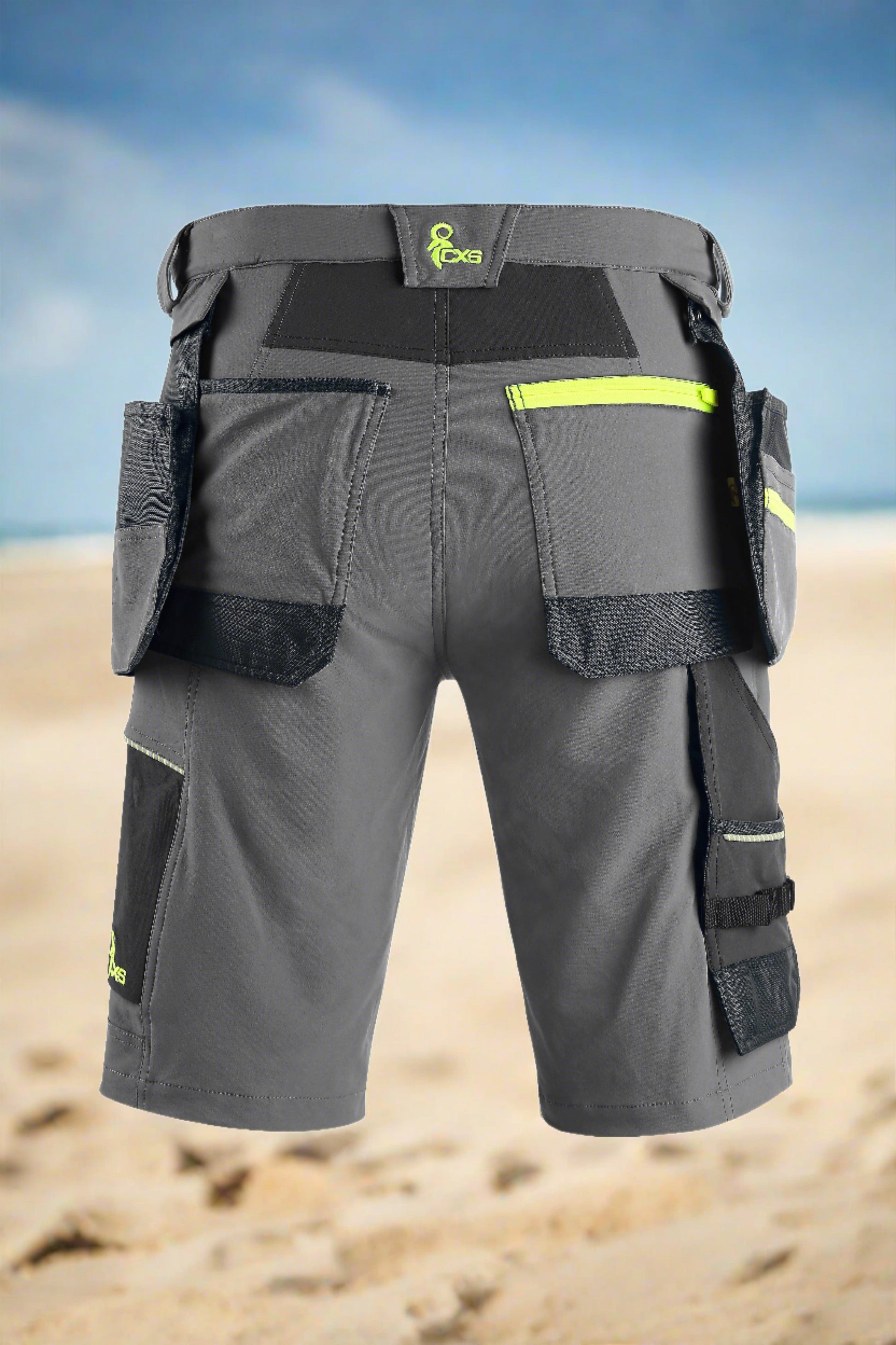 CXS Shorts Working shorts CXS NAOS men’s, grey-black, HV yellow accessories