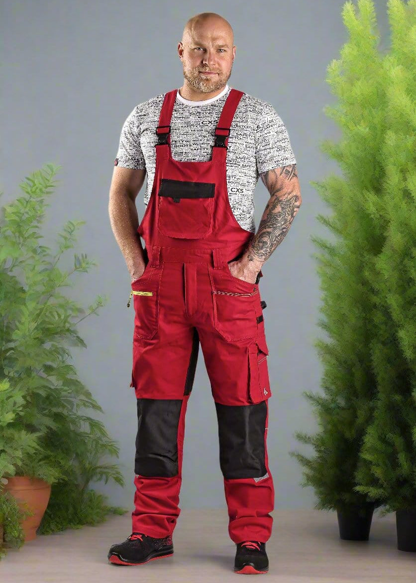 CXS Stretch Men's Overalls in Red/Black - Euro Work Wear